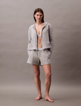 Icon Pamuklu Havlu Kumaş Fermuarlı Pijama Hoodie