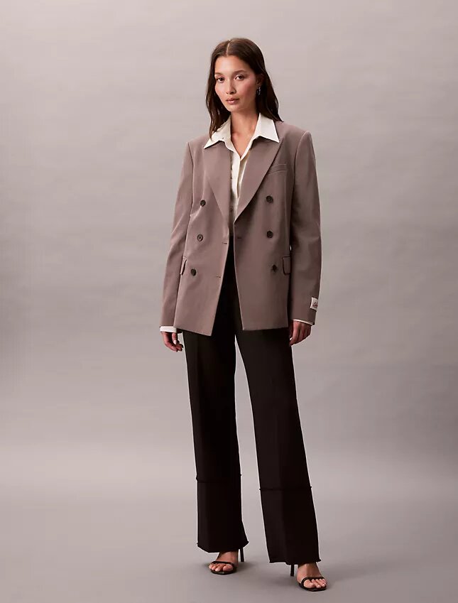 Çift Düğmeli Yün Gabardin Karışımlı Blazer Çift Düğmeli Yün Gabardin Karışımlı Blazer