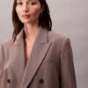 Çift Düğmeli Yün Gabardin Karışımlı Blazer Çift Düğmeli Yün Gabardin Karışımlı Blazer