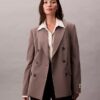 Çift Düğmeli Yün Gabardin Karışımlı Blazer Çift Düğmeli Yün Gabardin Karışımlı Blazer
