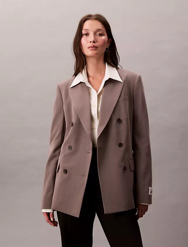 Çift Düğmeli Yün Gabardin Karışımlı Blazer Çift Düğmeli Yün Gabardin Karışımlı Blazer
