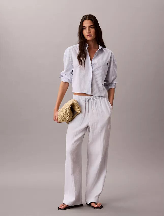 Çift Katlı Gazlı Bez Çekmeli Pantolon Çift Katlı Gazlı Bez Çekmeli Pantolon
