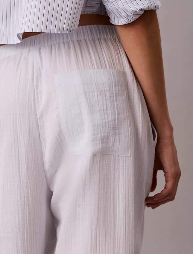 Çift Katlı Gazlı Bez Çekmeli Pantolon Çift Katlı Gazlı Bez Çekmeli Pantolon