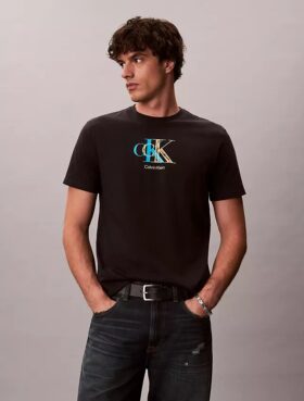 Çift Monogram Grafikli Klasik Tişört Çift Monogram Grafikli Klasik Tişört