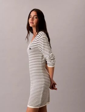 Çizgili Ribana Mini Elbise