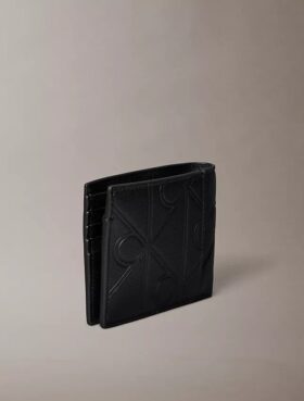 Kabartmalı Amblem Logolu, Bozuk Para Cüzdanı Bulunan İkiye Katlanan Cüzdan