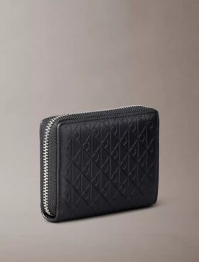 Kabartmalı Monogramlı Fermuarlı Bozuk Para Cüzdanı