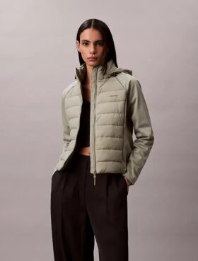 Karışık Malzemeli Puffer Ceket