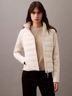Karışık Malzemeli Puffer Ceket