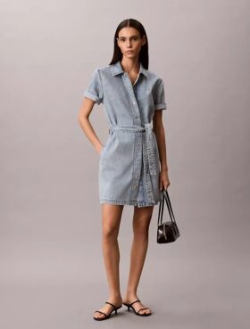 Kemerli Denim Mini Elbise