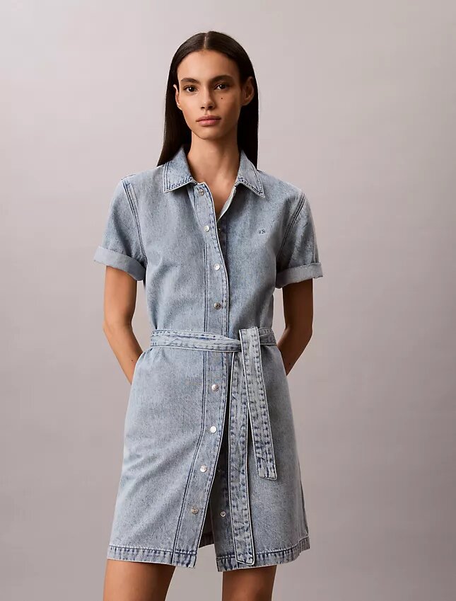 Kemerli Denim Mini Elbise Kemerli Denim Mini Elbise