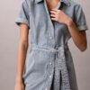 Kemerli Denim Mini Elbise Kemerli Denim Mini Elbise