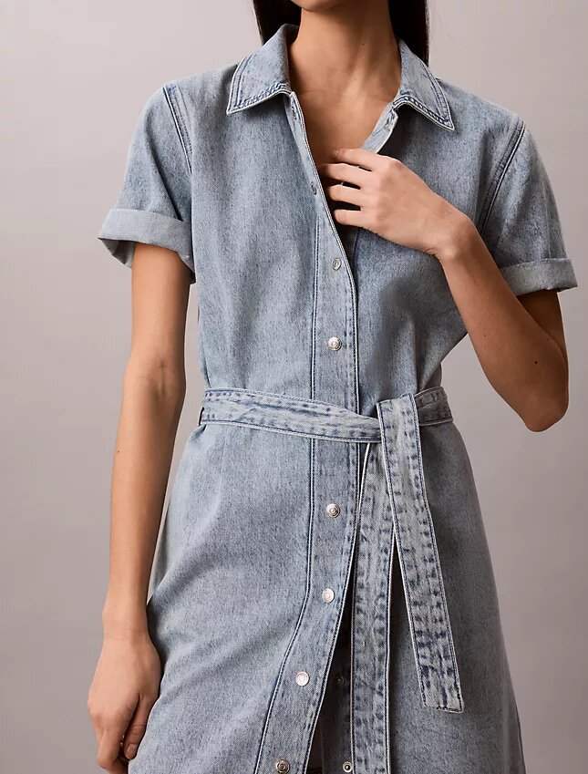 Kemerli Denim Mini Elbise Kemerli Denim Mini Elbise