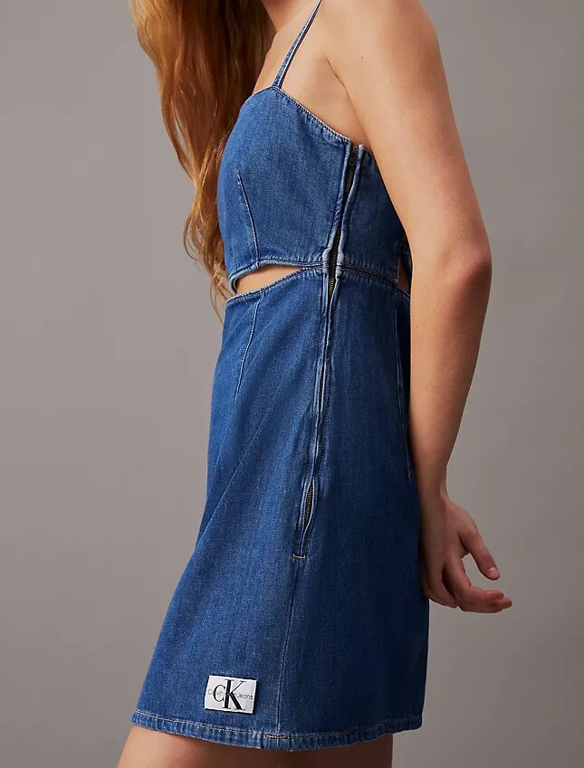 Kesimli Denim Mini Elbise Kesimli Denim Mini Elbise