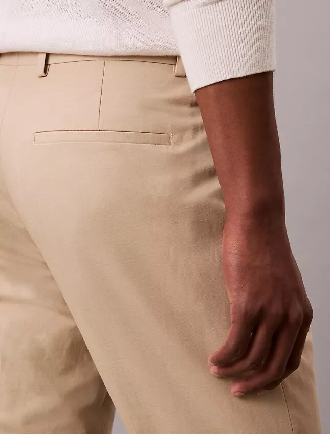 Keten Karışımlı Dar Kesim Pantolon Keten Karışımlı Dar Kesim Pantolon