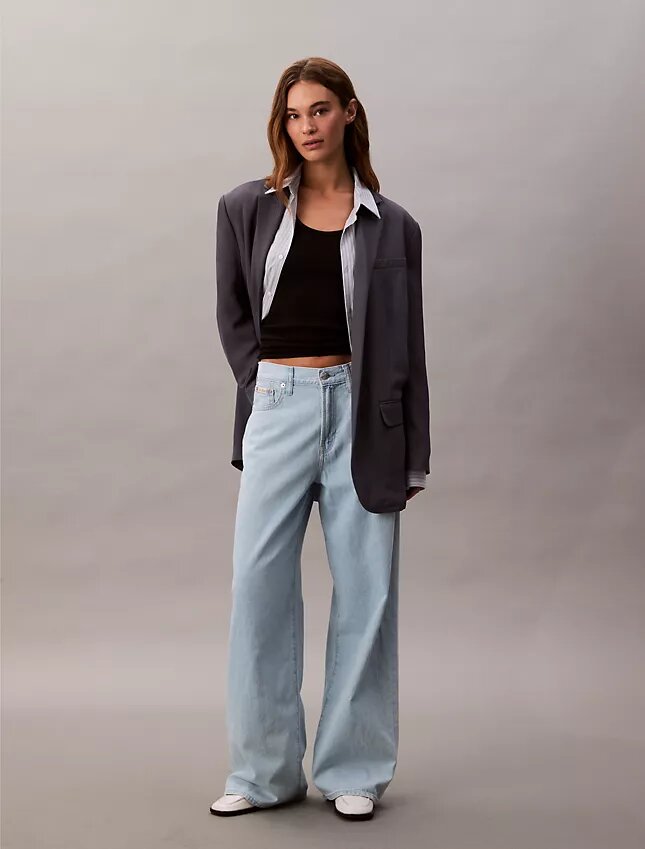 Keten Karışımlı Geniş Paça Jean Keten Karışımlı Geniş Paça Jean