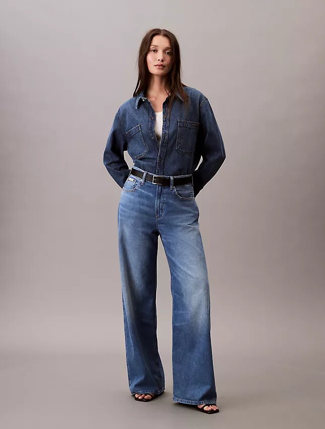 Keten Karışımlı Geniş Paça Jean Keten Karışımlı Geniş Paça Jean
