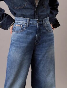 Keten Karışımlı Geniş Paça Jean