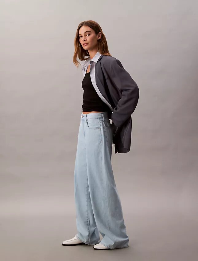 Keten Karışımlı Geniş Paça Jean Keten Karışımlı Geniş Paça Jean