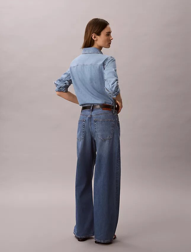 Keten Karışımlı Geniş Paça Jean Keten Karışımlı Geniş Paça Jean