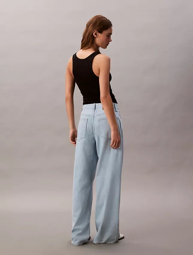 Keten Karışımlı Geniş Paça Jean Keten Karışımlı Geniş Paça Jean