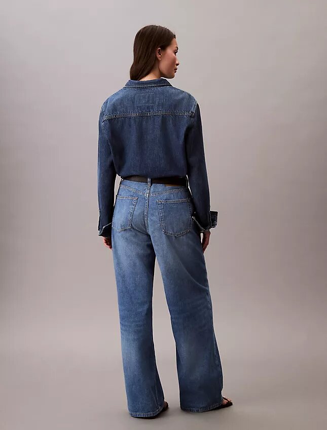 Keten Karışımlı Geniş Paça Jean Keten Karışımlı Geniş Paça Jean