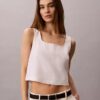 Keten Karışımlı Kısa Tank Top Keten Karışımlı Kısa Tank Top