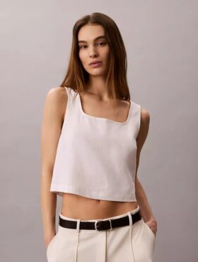 Keten Karışımlı Kısa Tank Top