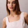 Keten Karışımlı Kısa Tank Top Keten Karışımlı Kısa Tank Top