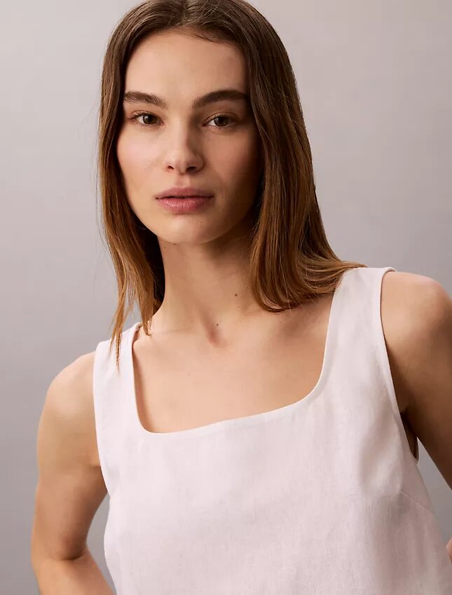 Keten Karışımlı Kısa Tank Top Keten Karışımlı Kısa Tank Top