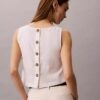 Keten Karışımlı Kısa Tank Top Keten Karışımlı Kısa Tank Top