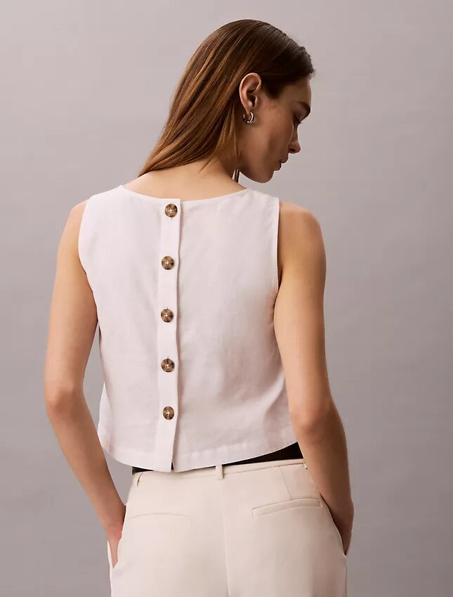Keten Karışımlı Kısa Tank Top Keten Karışımlı Kısa Tank Top