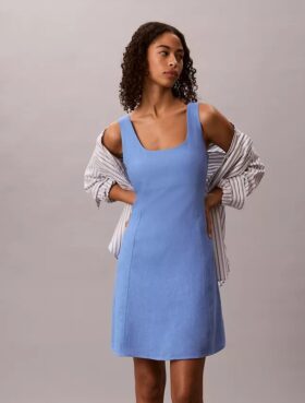 Keten Karışımlı Mini Elbise