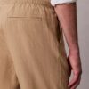 Keten Karışımlı Pileli Çekip Giyilen Pantolon