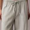 Keten Karışımlı İpli Geniş Paça Pantolon Keten Karışımlı İpli Geniş Paça Pantolon
