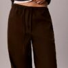 Keten Karışımlı İpli Geniş Paça Pantolon Keten Karışımlı İpli Geniş Paça Pantolon