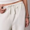 Keten Karışımlı İpli Geniş Paça Pantolon Keten Karışımlı İpli Geniş Paça Pantolon