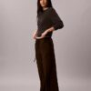 Keten Karışımlı İpli Geniş Paça Pantolon Keten Karışımlı İpli Geniş Paça Pantolon