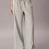 Keten Karışımlı İpli Geniş Paça Pantolon Keten Karışımlı İpli Geniş Paça Pantolon