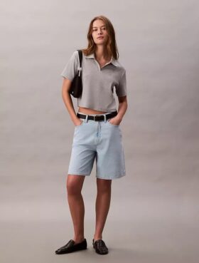 Keten Karışımlı Rahat Denim Bermuda Şort