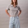 Keten Karışımlı Rahat Denim Bermuda Şort Keten Karışımlı Rahat Denim Bermuda Şort