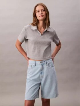 Keten Karışımlı Rahat Denim Bermuda Şort