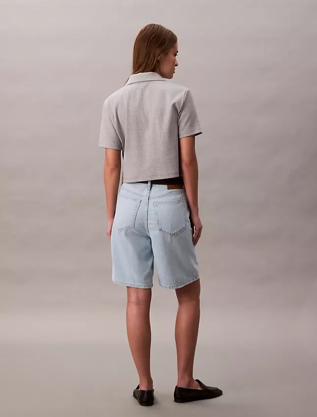 Keten Karışımlı Rahat Denim Bermuda Şort Keten Karışımlı Rahat Denim Bermuda Şort