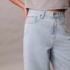 Keten Karışımlı Rahat Denim Bermuda Şort Keten Karışımlı Rahat Denim Bermuda Şort