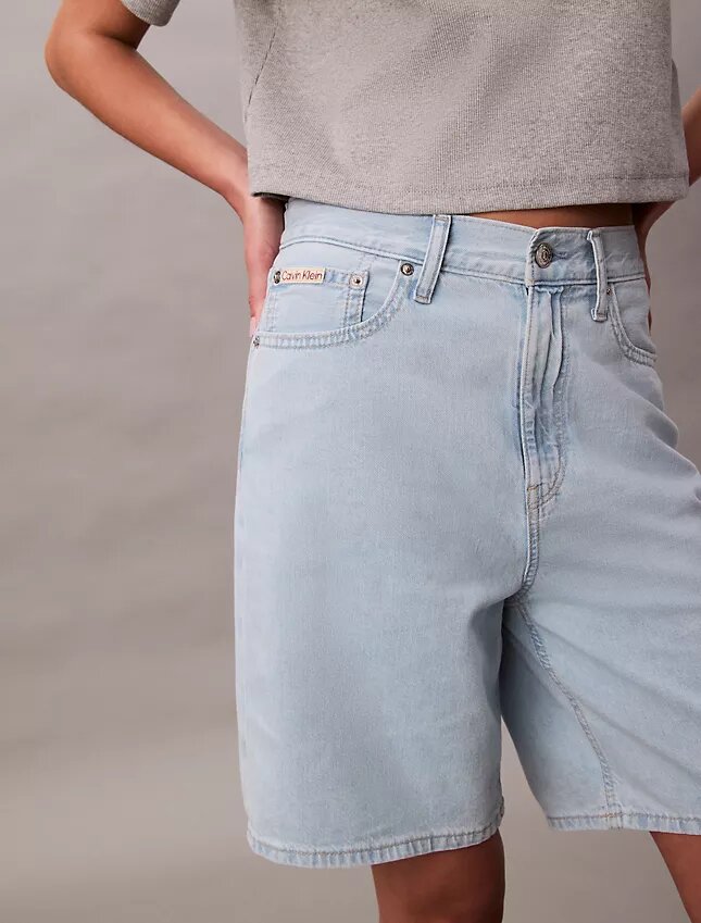 Keten Karışımlı Rahat Denim Bermuda Şort Keten Karışımlı Rahat Denim Bermuda Şort