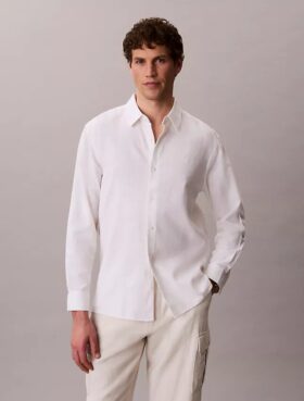 Keten Pamuklu Klasik Düğmeli Gömlek
