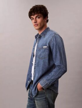 Klasik Denim Düğmeli Gömlek