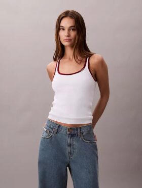 Kontrast Kenarlı Ribana Tank Top