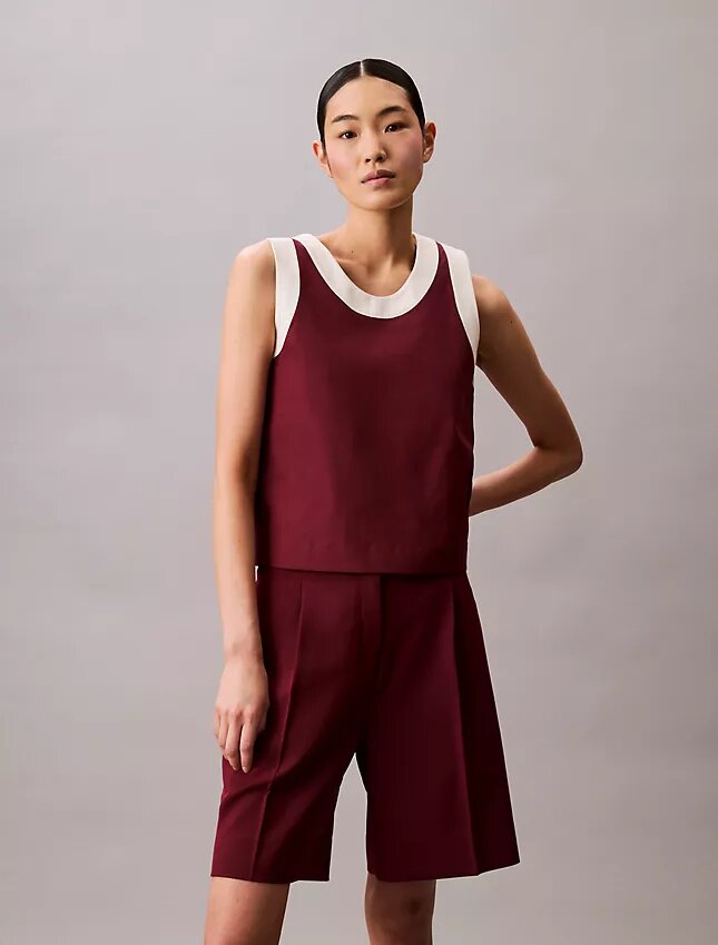 Kontrast Süslemeli Rahat Tank Top Kontrast Süslemeli Rahat Tank Top