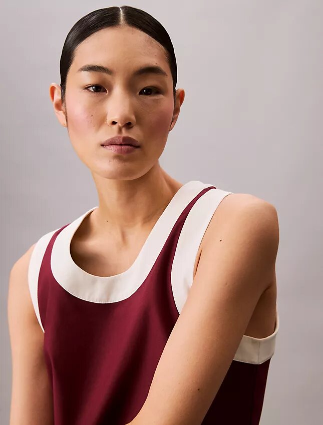 Kontrast Süslemeli Rahat Tank Top Kontrast Süslemeli Rahat Tank Top